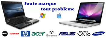 Toute marque, tout problème : Dell, Toshiba, HP, Acer, Gateway, Asus, Sony Vaio, Samsung, Windows et Apple